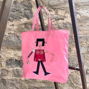Prada Pink Tessuto Nylon Embellished Robot Tote